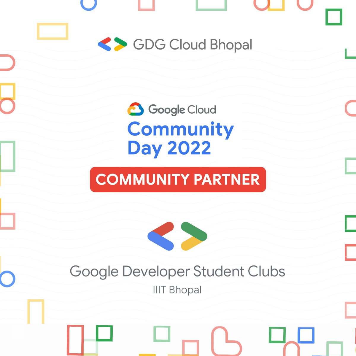 gdgcloudbhopal's tweet photo. We r glad to announce that @gdsc_iiitbhopal has joined us as our community partner for Cloud Community Days Bhopal '22.
Visit their Website -
https://t.co/USAb8kKTw1
#gdg #collaboration #bhopal #google #gdgcloudbhopal #iiitbhopal #ccd22 https://t.co/FrRbiUEALi