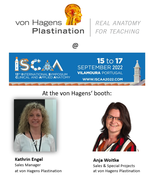 vonHagensPlast's tweet photo. We are looking forward to meeting you at the ISCAA in Vilamoura next week! Please come by to see what‘s new. 

#ISCAA2022 #anatomy #education #plastination #MedEd #healthcare #conference #Portugal https://t.co/QCX5Dvh5Wm