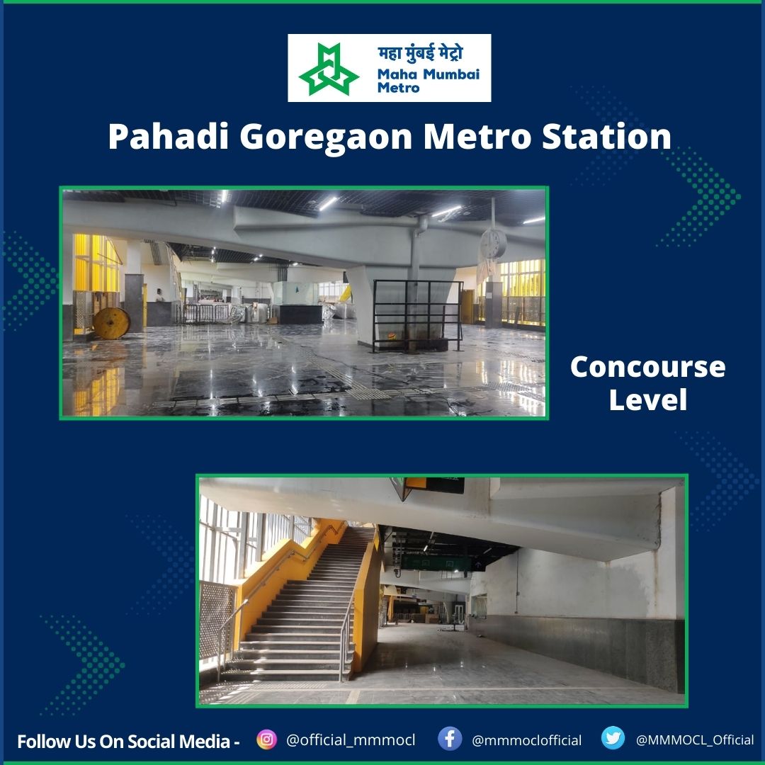 MMMOCL_Official's tweet photo. #PahadiGoregaon metro station on #line2A between #Valnai-#Andheri(W) gives connectivity to #PrarthanaHospital, #MGRoad, #ShastriNagar, #VibgyorSchool, which is on #NewLinkRood. Station work is 97% completed. #MumbaiInMinutes https://t.co/uxo8HqPX0t