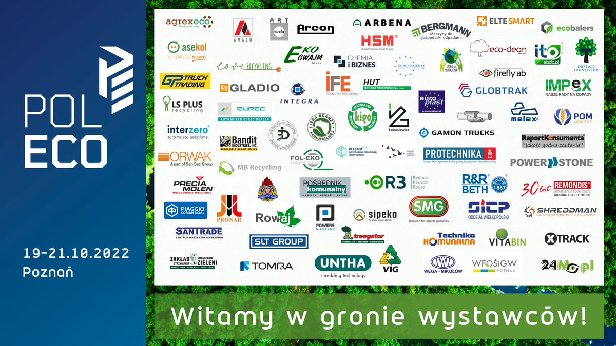 PolecoTargi's tweet photo. Witamy kolejnych wystawców @PolecoTargi
✅#ArconPolska
✅#PowersMaszyny
✅ #FolEko
✅ #GPTRUCKTrading
✅ @HSM_belownice
✅ #Interzero
✅ #LSPlus
✅ #MBRecykling
✅ #Melex
✅ #XTrack
✅ #KASTELL
✅ #Santrade
✅ #SLTGROUP
✅ #Gladio
👉 Bilety na https://t.co/O5zJbRVOoI https://t.co/h28ydLCu5d