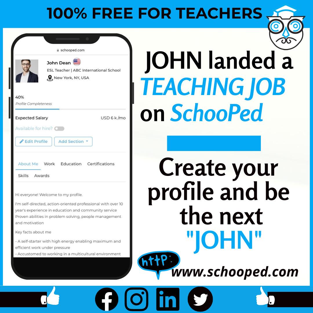 schoo_ped's tweet photo. When looking for jobs, your skills speaks louder to the recruiters💯

There's no better way to showcase your personality other than creating a profile👤✅️

Create your profile for free with SchooPed without any delay👋
#profile #skills #personality #teachers #jobseekers https://t.co/Dup6CwDjpe