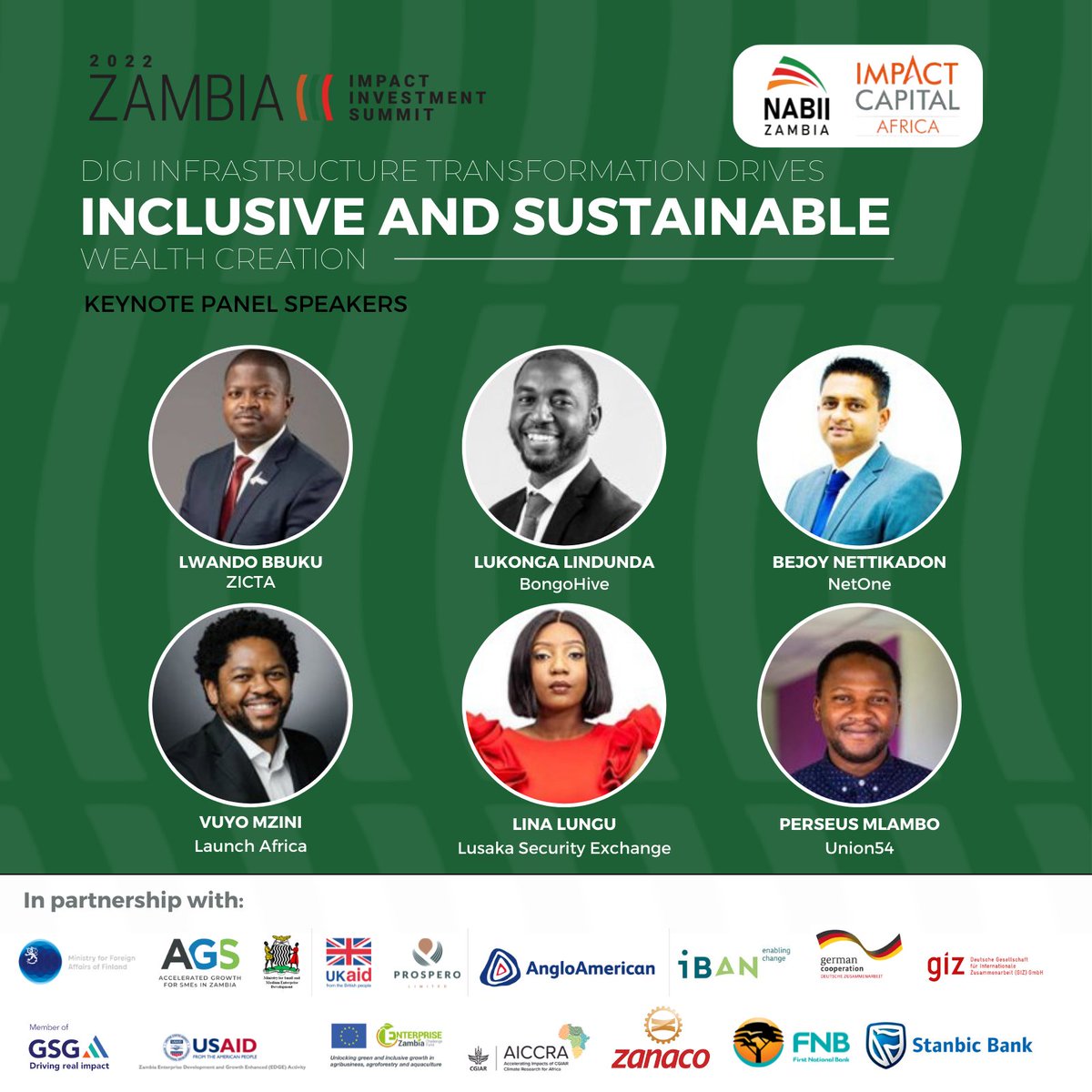 NAB_Zambia's tweet photo. 🗓️ 14 Sept, our #ZIIS panel tags the digi infrast. required for inclusive &amp; sustainable growth.  @impactcapafrica 🙏 @AGSZambia @prosperozm @AngloAmerican @InclusiveBiz @giz_gmbh @BMZ_Bund @GSGimpinv @USAIDZambia @ENTERPRISEZamb @CGIARAfrica @zanacoplc @FNBZambia @StanbicBankZM https://t.co/BgB7Os5Osq