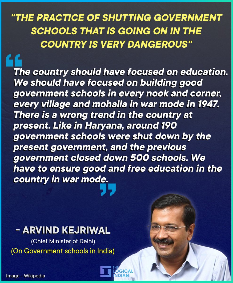 LogicalIndians's tweet photo. AAP chief Arvind Kejriwal on September 7, launched his party's 'Make India No. 1' campaign, claiming the country made the mistake of not giving importance to education when it gained Independence.
#arvindkejriwal #governmentschools #makeindianumberone https://t.co/an3CBXkRSr
