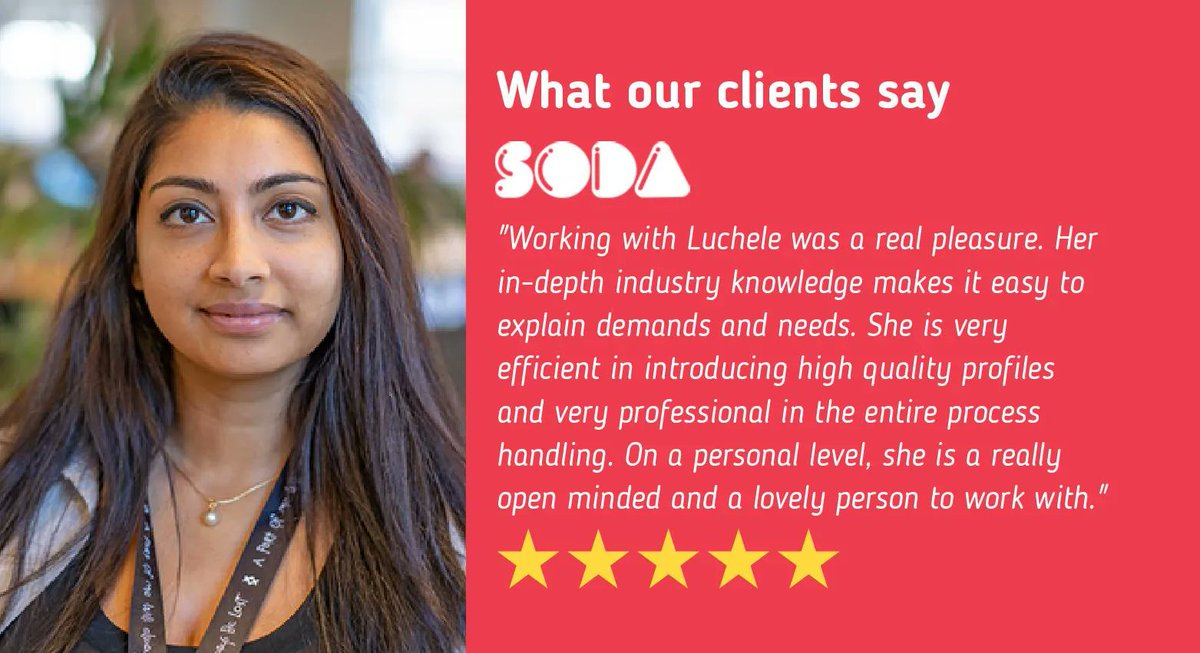 Trust_in_soda's tweet photo. Check out our latest testimonial for Principal Consultant Luchele Mendes. If you’re looking for your next role, or would like assistance hiring within the data science and ML field, reach out to Luchele at luchele.mendes@trustinsoda.com 

#TrustOurPeople #AddictedtoDigital https://t.co/yMXrteICDg