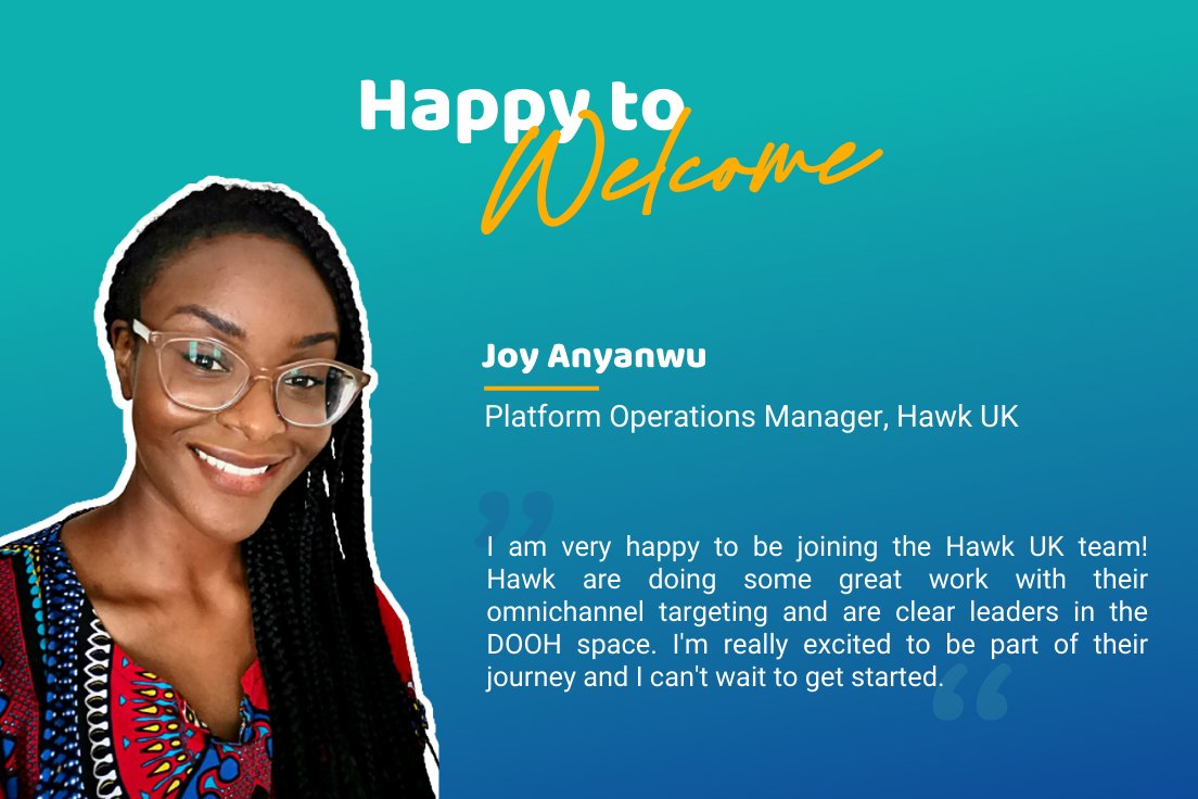 💥 We are very happy to announce the appointment of Joy Anyanwu as Platform Operations Manager for Hawk UK!

She joins the Team of Aminur Rahman in our London office.

👋🏻 Welcome Joy!