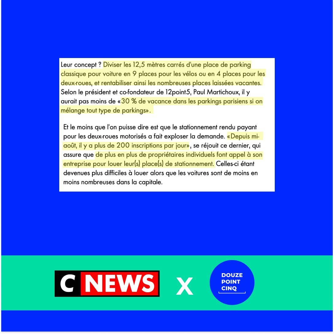 "LES PARKINGS POUR LES DEUX-ROUES MOTORISÉS, UN MARCHÉ EN PLEINE EXPLOSION" voici le nouvel article de CNEWS, dans lequel 12.5 est à l'honneur 👏

Voici le lien de l'article ➡️ cnews.fr/france/2022-09…

#cnews #parisfrance #deuxroues #parkingparisien #notresolution