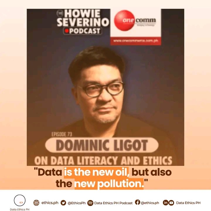 EthicsLearning's tweet photo. The Founder of Data Ethics PH, @docligot featured in The Howie Severino Podcast episode discussing Big Data, Digital Transformation, Fourth Industrial Revolution, and more.
Listen to this episode: https://t.co/QSLA2ZhBtI
#Podcast #Data #dataethicsph #ethicslearning https://t.co/LdBIQPmlJV