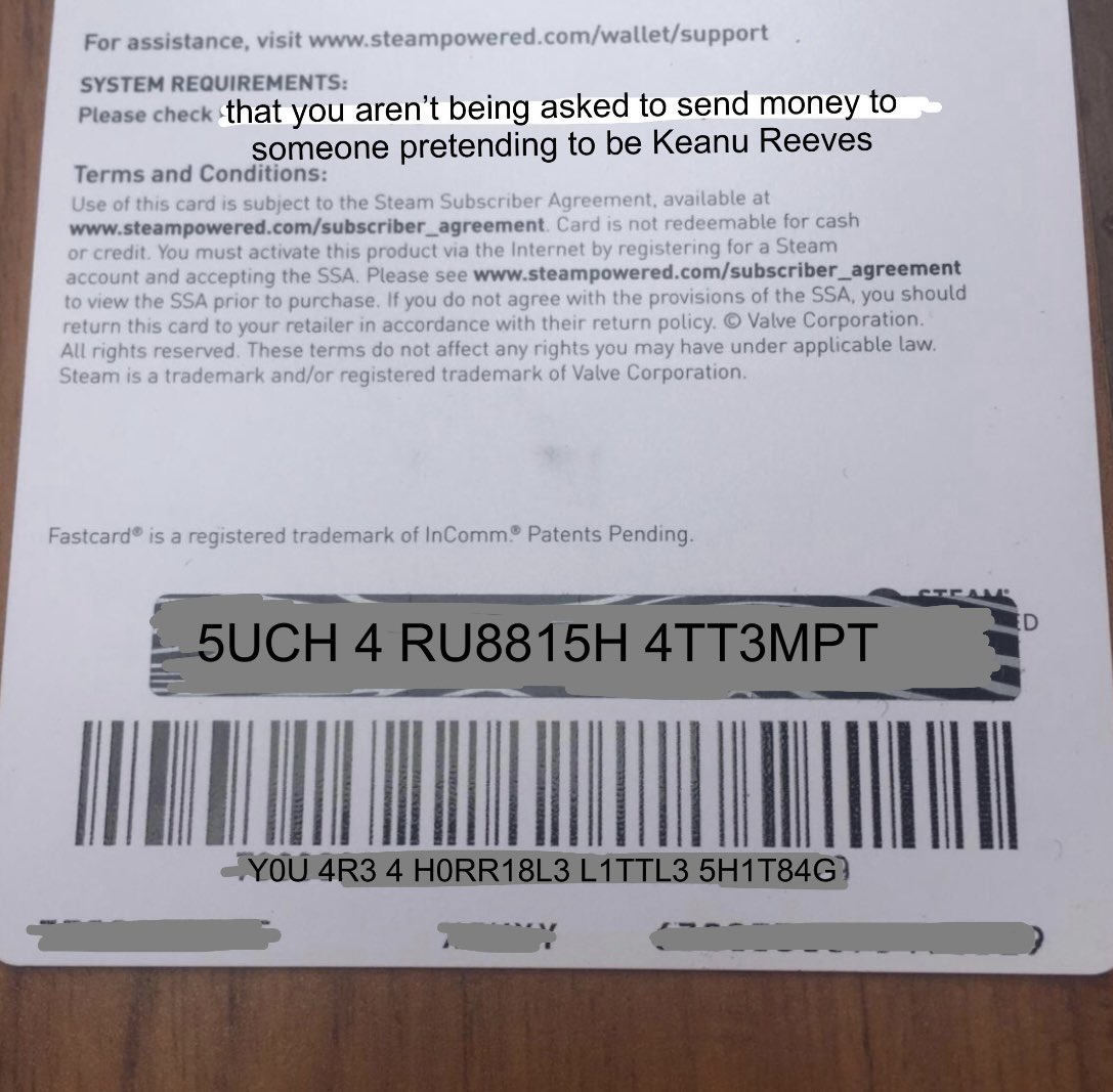 deathtospinach's tweet photo. I can’t believe I’m going to publicly admit this, but…

I forgot Keanu’s birthday 😱

Fortunately he messaged me from his OFFICIAL Google Chat account to let me know

I’m pleased to say he forgave me and I sent him the Steam card he asked for

I only hope the code works… https://t.co/Bb08jmyXmG