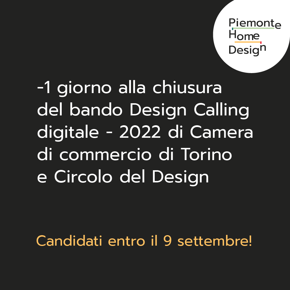CamComTorino's tweet photo. Ultime ore per partecipare al bando #DesignCallingDigitalEdition! Se fai parte della rete di #PiemonteHomeDesign potrai beneficiare della priorità nella selezione: candidati per accedere al finanziamento per progetti digitali!
Scopri come su https://t.co/ZrL8syrYk9 @PoliTOnews https://t.co/N9nQ7YHRQ6