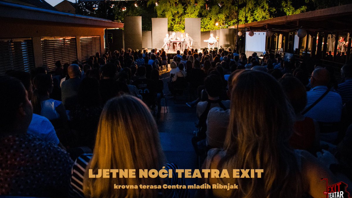 TeatarEXIT's tweet photo. 🌙LJETNE NOĆI TEATRA EXIT NA KROVNOJ TERASI🌙
Ako nam vremenski uvjeti dopuste još večeras i sutra družimo se na predivnoj krovnoj terasi Centar mladih Ribnjak kojem ovim putem zahvaljujemo na divnom gostoprimstvu i pomoći pri organizaciji ovogodišnjih Ljetnih noći Teatra EXIT.🥰 https://t.co/zm2Vn3d5lU