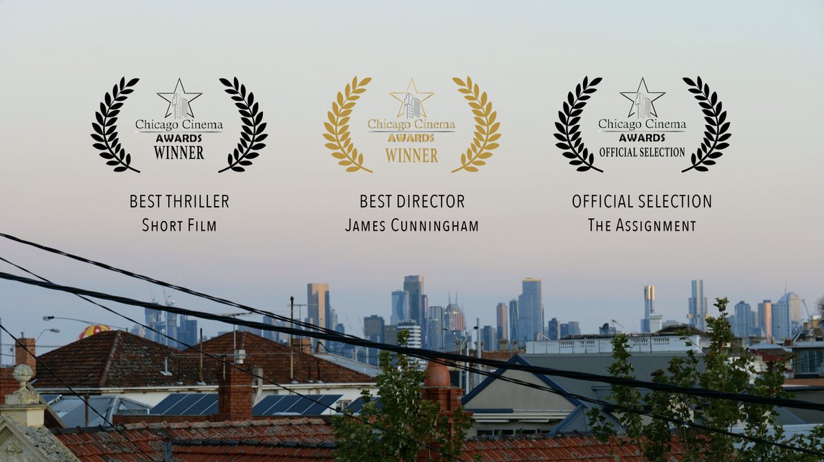 Honoured to receive the Best Director award at the Chicago Cinema Awards for my latest short film The Assignment, which also picked up Best Thriller last night. Special thanks to the whole cast and crew. 🏆
