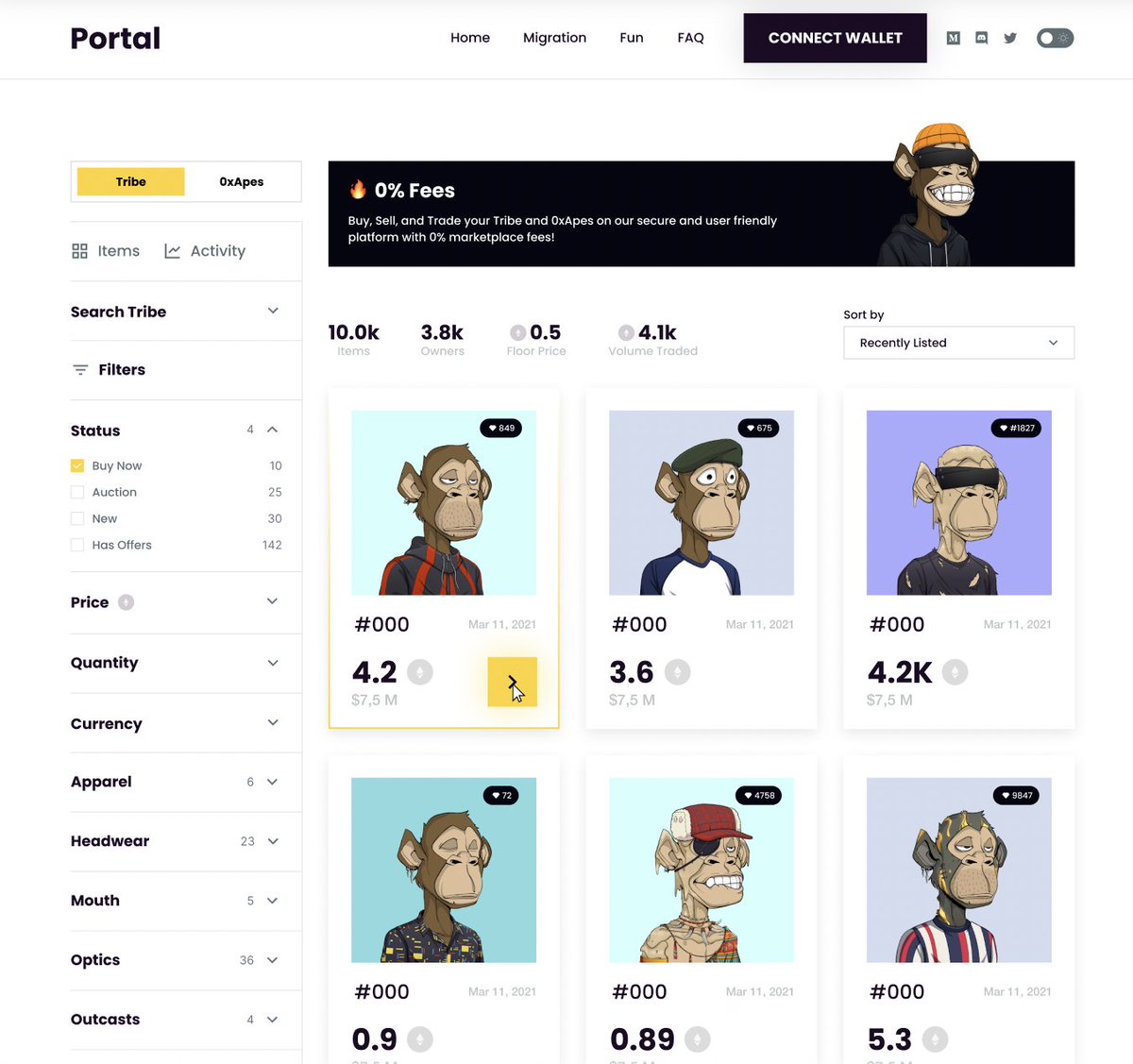 We are working on integrating the Tribe collection into our own existing marketplace.

The main point of difference is we are applying 0% fees. 

We want people to be able to buy, sell and trade their apes on our native marketplace without incurring any fees. 

💎💎💎💎💎💎💎💎