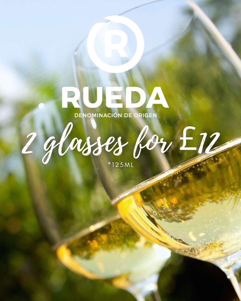 thetapasroom's tweet photo. Just a reminder of our September offer for Rueda month! Each venue has a wine &amp; tapas pairing and you can enjoy 2 glasses of Verdejo for only £12. More details right here! https://t.co/c0pBXb1SSe
#rueda #verdejo #spanishwine #tapas https://t.co/iiI9XXSaQf
