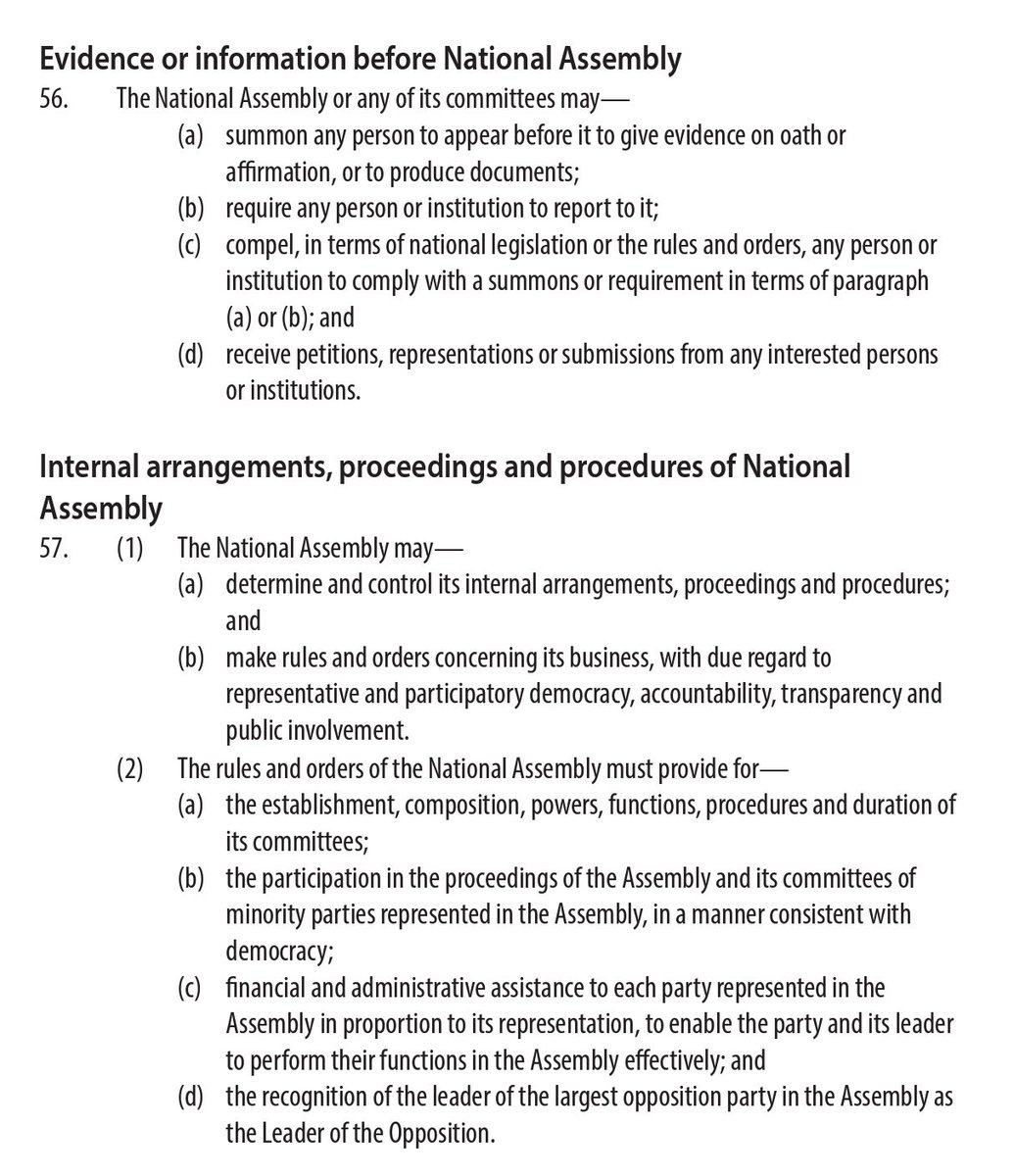 It is evident that Nosiviwe has joined a band of Constitutional delinquents and irrationally refusing to use section 56 of the RSA Constitution which permits <a href="/ParliamentofRSA/">Parliament of RSA</a> to “summon”, “compel” any person to appear before parliament. She’s bullied by Ramapho$a &amp; they’ll fall!