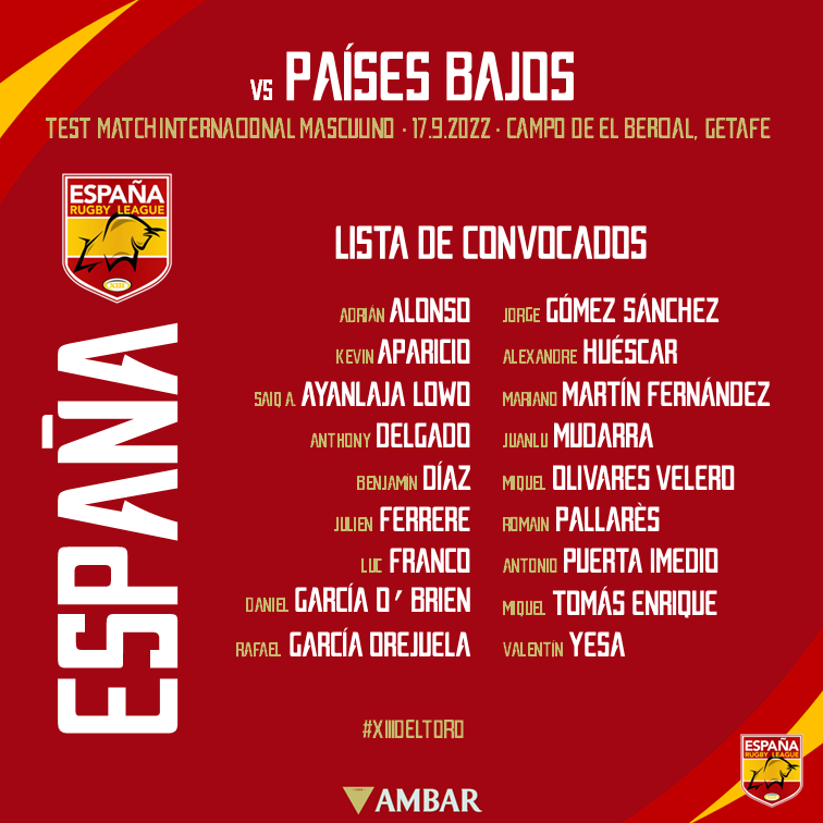 EspanaRL's tweet photo. ♂️ | 🇪🇦🇳🇱 Cambios respecto a la última convocatoria para el España v @NL_Rugby_League del 17/9/22 en El Bercial, @aytogetafe.
▶️ A. Alonso, J. Ferrere, J. Gómez, J. Mudarra
◀️ A. Escamilla, E-W Bouregba, M. García, B. Scimone, M. Scimone
@IntRL @EuroRugbyLeague @cervezasambar https://t.co/Q4O7RsjgD3