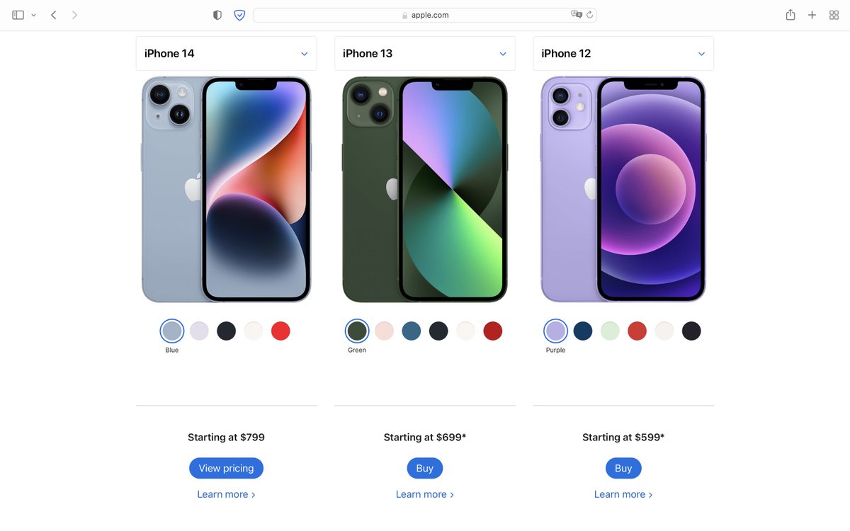 BadisRI's tweet photo. I think there's a problem with @Apple Prices 🤨😂
The 13 = 12 on #AppleEvent 
But then on the website 🧐 https://t.co/UPtPVm4tYb