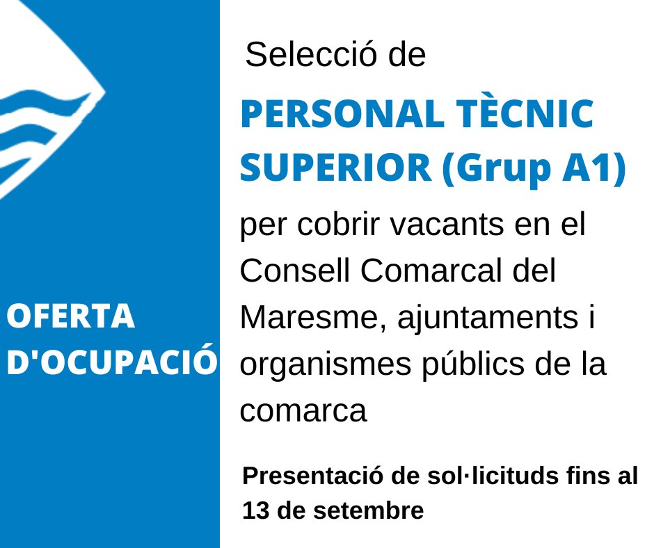 ccmaresme's tweet photo. 🗣#ocupació: Nova Borsa Comarcal de Personal!
El #ccmaresme selecciona persones amb titulació universitària (grau o llicenciatura) per cobrir vacants en el propi Consell Comarcal, en ajuntaments i organismes públics del #maresme
👉https://t.co/tRnyJX9Hj9 https://t.co/lfzRLDdbCM
