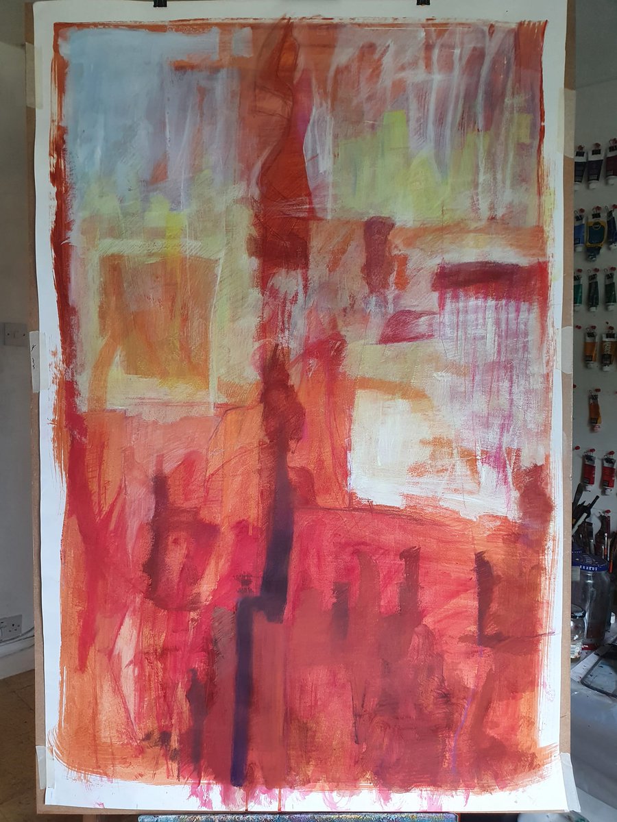 I've started working more Bigly. This is Journey's end. It's done with pastel pencil over acrylic wash.