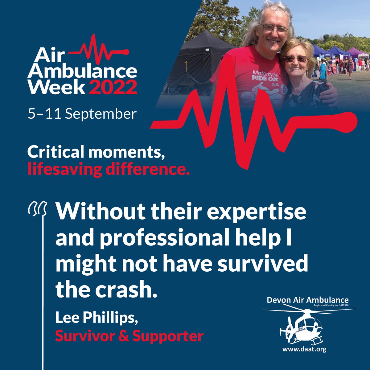 DevonAirAmb's tweet photo. In 1998, Lee had a serious accident which put paid to his motorbike riding for many months. He slowed down as he approached a junction but as he got level, a car pulled out... Read Lee's incredible story here: https://t.co/5hGa0zry5s
#CriticalMoments #LifesavingDifference https://t.co/HLslhQHJl8