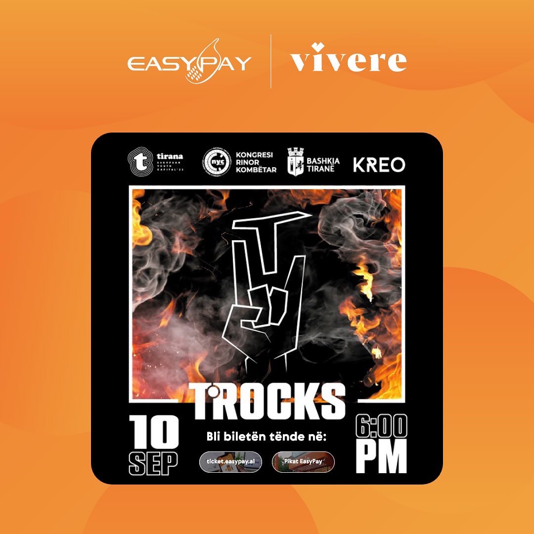 EasyPay_al's tweet photo. Tirana Rocks dje, sot dhe nesër!  
Edicioni i parë i Tirana Rocks bashkon grupet dhe adhuruesit e muzikës Rock nga Tirana dhe Kosova me datë 10 Shtator në Amfiteatrin e Liqenit në orën 18.00.    
Hyr në https://t.co/iLdskf8Wq2 për të siguruar biletën tënde.  
Shihemi 😉 https://t.co/VJ4l43qoC0