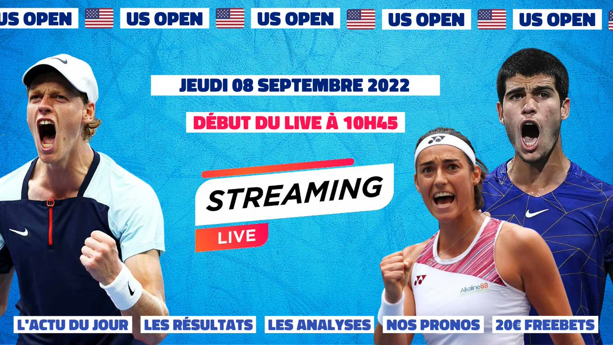 🎾 Tu as loupé "LE" match de cet #USOpen2022 ? ⤵️

▶️ twitch.tv/doublefaute

🥁 NOUVELLE RUBRIQUE...
📰 On lit les articles de l'Équipe ensemble

🎁 Retour du Quizziz avec 20€ de FB à gagner <a href="/VBET_fr/">VBET France</a>

#TeamParieur #USOpen #Alcaraz #SinnerAlcaraz #twitchfr