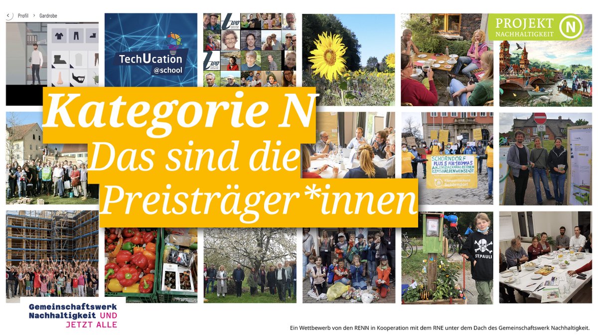 Zukunft beginnt jetzt und vor Ort! Die Preisträger*innen der Kategorie N von #projektnachhaltigkeit2022 stehen fest! Hier erfahren Sie, wer in diesem Jahr ausgezeichnet wird: nachhaltigkeitsrat.de/aktuelles/proj…