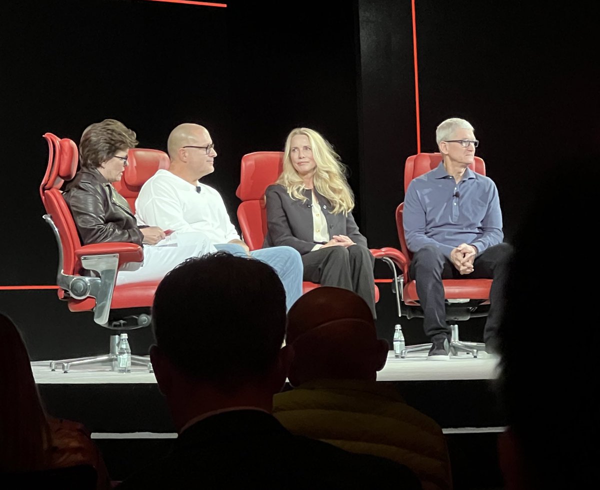 The day ended at #code with probably a once in a lifetime panel sitting together to discuss #SteveJobs  . It feels very clear his spirit and guiding principles are very deeply ingrained in <a href="/Apple/">Apple</a> and their thoughts about how to run a company and innovate.