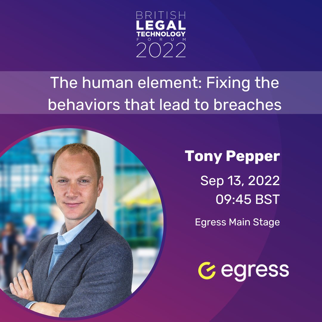 EgressSoftware's tweet photo. 🎙️ If you're attending next week's #BritishLegalTechnologyForum, don't miss your chance to hear from our CEO Tony Pepper as he examines the behaviors that lead to data breaches and how your firm can take back control:  https://t.co/YQuJ6cZ2Hn @netlawmedia #BLTF https://t.co/T92c2DhHmm