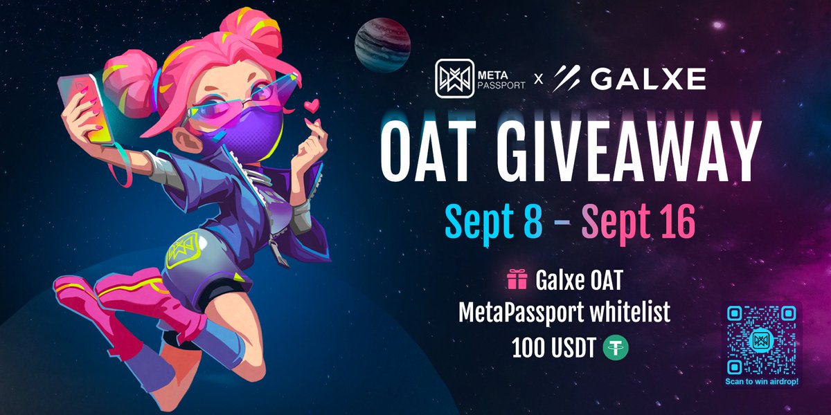 It's time to punk out the #Metaverse, with the official mint launch of our Punk series. MetaPassport's newly launched campaign is powered by @GalxeHQ

Complete the Gleam tasks here (gleam.io/rEdkb/metapass…) to claim:

- Free MetaPlayer Galxe #OAT
- MetaPassport WL
- 100 USDT