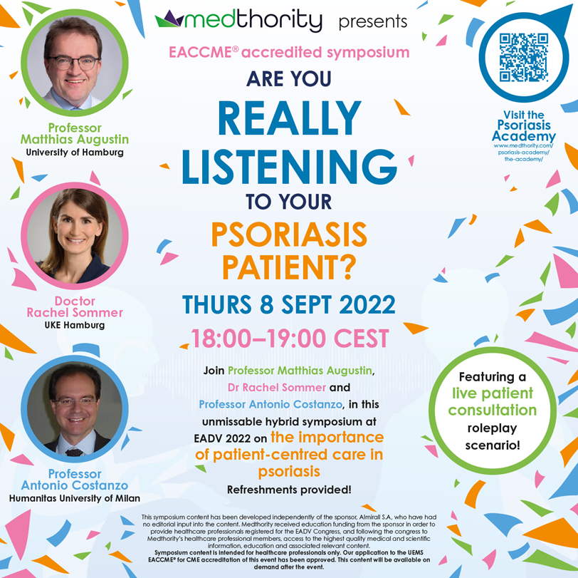 At #EADVCongress? Don't miss this talk at 6pm today in room Brown 2 with leading authorities in Dermatology (and me). Refreshments provided.