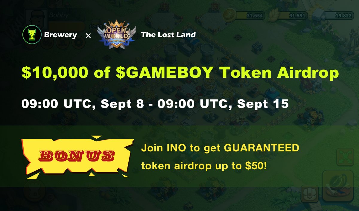 Boba Brewery (@boba_brewery) on Twitter photo Celebrating the incoming #INO in ⏰24H
🔥$10,000 GAMEBOY Token #Airdrop🔥
To enter
✅Follow <a href="/boba_brewery/">Boba Brewery</a> & <a href="/TheLostLandNFT/">Open World: The Lost Land⚔🛡</a>
✅RT +❤+ Tag 3 frens
✅Visit INO page: bobabrewery.com/nft/8?ref=twit…
✅Leave address in the comment
💵BONUS: Join INO to get a Guaranteed airdrop up to $50🚀 Celebrating the incoming #INO in ⏰24H
🔥$10,000 GAMEBOY Token #Airdrop🔥
To enter
✅Follow <a href="/boba_brewery/">Boba Brewery</a> & <a href="/TheLostLandNFT/">Open World: The Lost Land⚔🛡</a>
✅RT +❤+ Tag 3 frens
✅Visit INO page: bobabrewery.com/nft/8?ref=twit…
✅Leave address in the comment
💵BONUS: Join INO to get a Guaranteed airdrop up to $50🚀