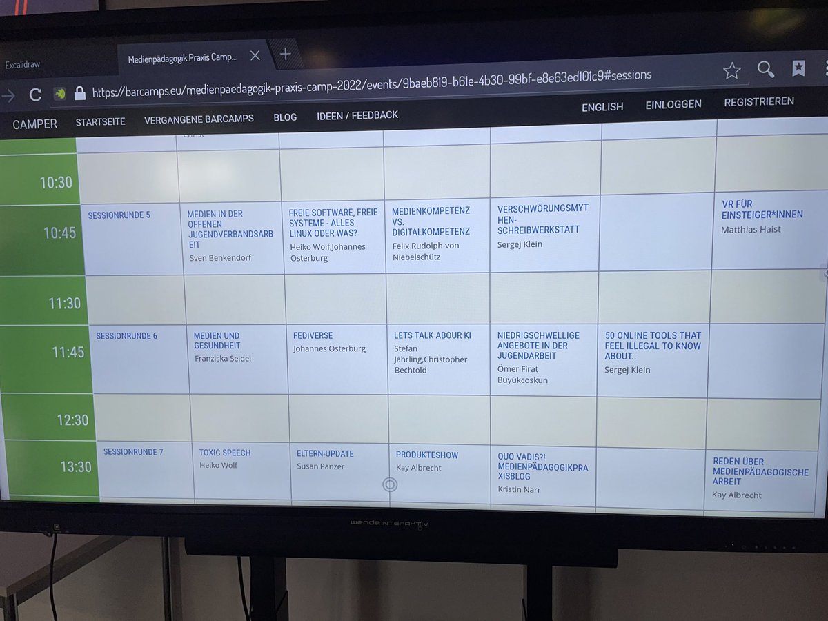 4 Sessionrunden gibt es heute. Alle Sessions werden wie jedes Jahr Dokumentiert und sind im Barcamptool abrufbar #mppb22

barcamps.eu/medienpaedagog…