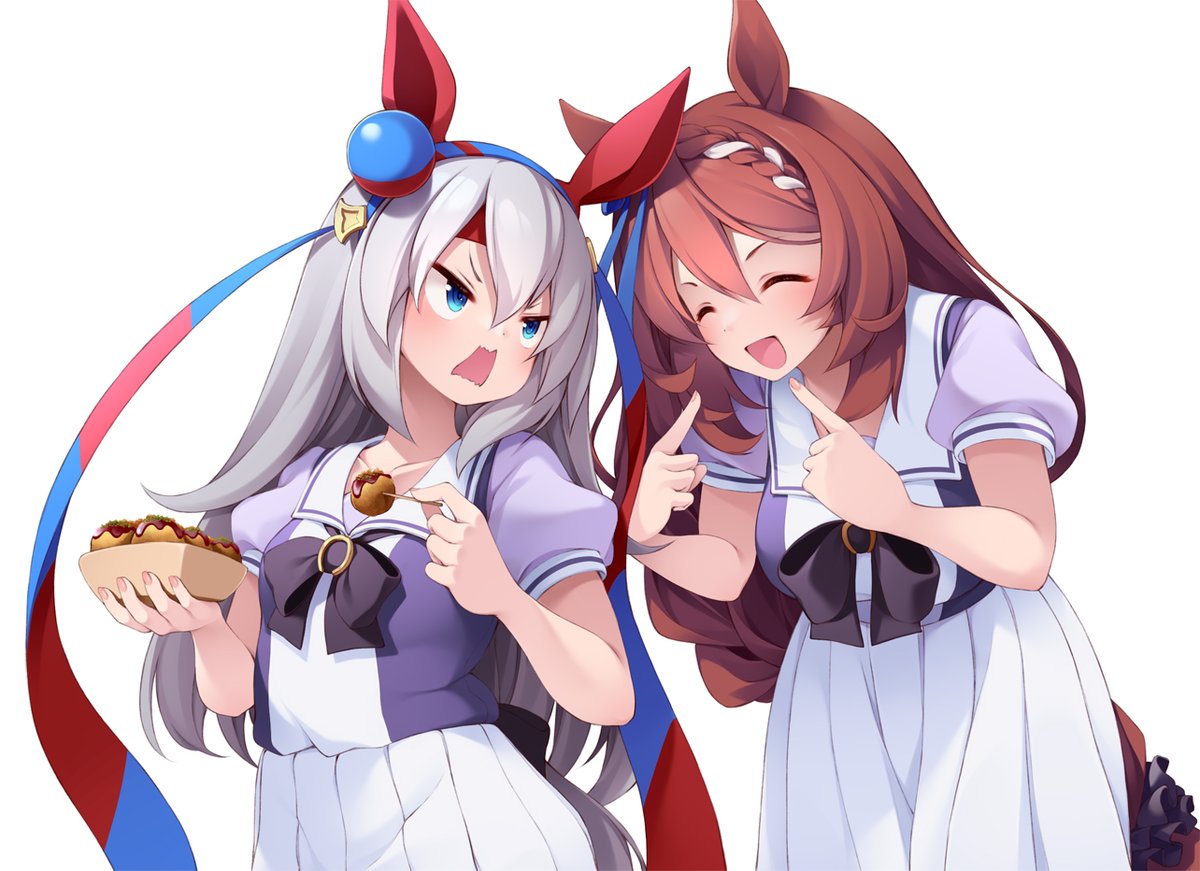 スーパークリーク(ウマ娘) ,タマモクロス(ウマ娘) 「やらんわ! 」|もふナマコのイラスト