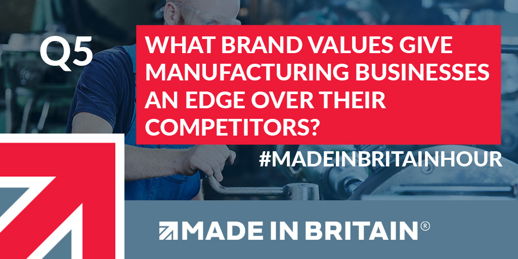 MadeinBritainGB's tweet photo. Q5. What brand values give manufacturing businesses an edge over their competitors?

Please post your comments below:

#MadeinBritain #MIBHour #Manufacturing #BrandValues #Values https://t.co/jBP7q7MC5r