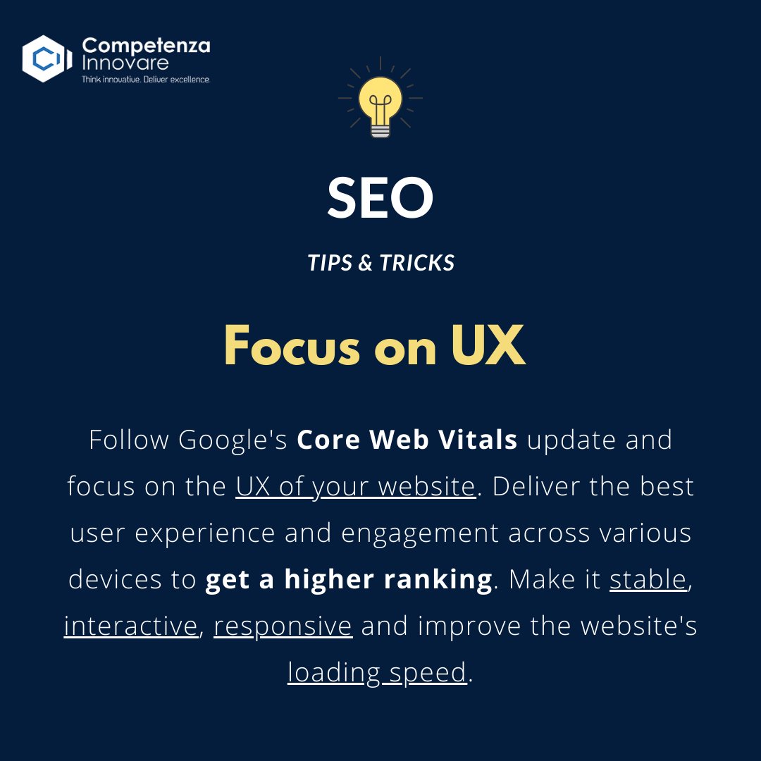 thecompetenza's tweet photo. #SEO Tips &amp; Tricks: Focus on UX

#seobasic #tips #seotips #seotipsandtricks #seotipsoftheday #seostrategy #thursdaythoughts https://t.co/S6MYjqYgqU