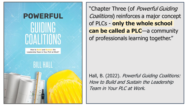 PLC reminder: The ONLY structure that can be called a PLC is the WHOLE SCHOOL. There are no 3rd grade PLCs or History PLCs. PLCs don’t meet. Only collaborative teams meet. People don’t “do” PLCs. Proper use of terms and definitions is critical. #atPLC #PLCatWork <a href="/SolutionTree/">Solution Tree</a>