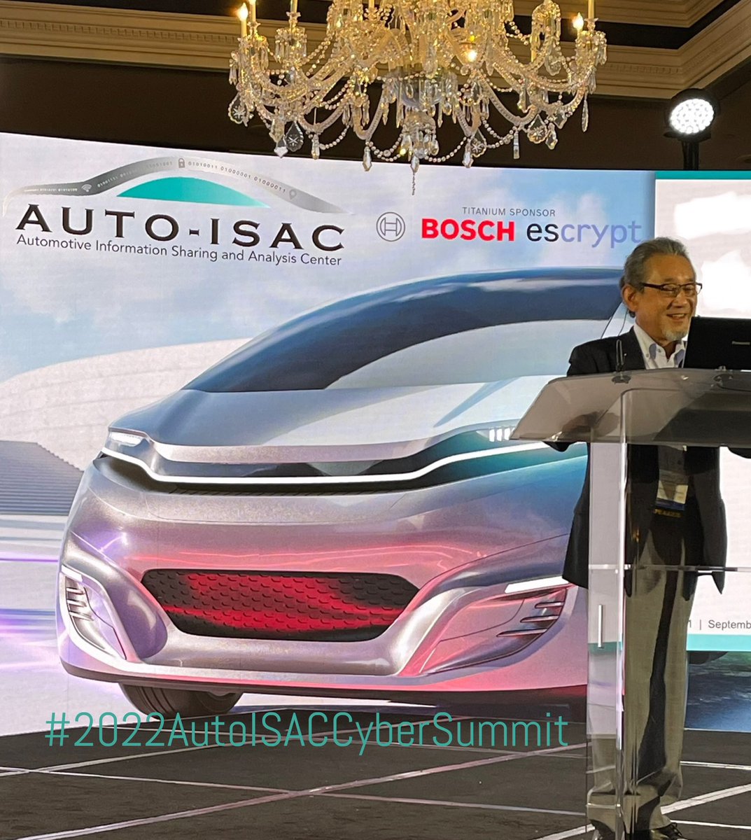 AutoISAC's tweet photo. We are very grateful to Hirabayashi-san, Toyota & Japan Auto-ISAC Steering Committee Chairman, and Yamasaki-san, Mazda & Japan Auto-ISAC Technical Committee Chairman, for their updates, insights and collaboration on behalf of J-Auto-ISAC. Thank you! #2022AutoISACCyberSummit https://t.co/9ciJC2Sthc