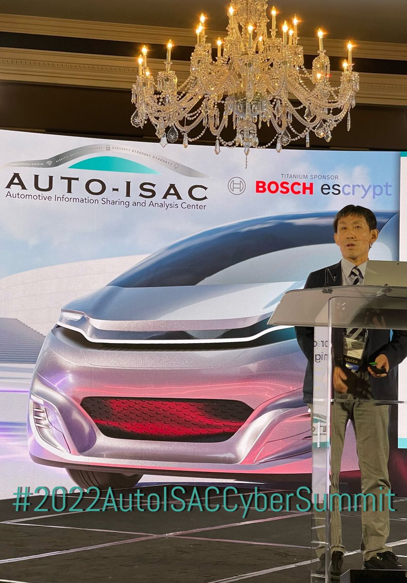 AutoISAC's tweet photo. We are very grateful to Hirabayashi-san, Toyota & Japan Auto-ISAC Steering Committee Chairman, and Yamasaki-san, Mazda & Japan Auto-ISAC Technical Committee Chairman, for their updates, insights and collaboration on behalf of J-Auto-ISAC. Thank you! #2022AutoISACCyberSummit https://t.co/9ciJC2Sthc
