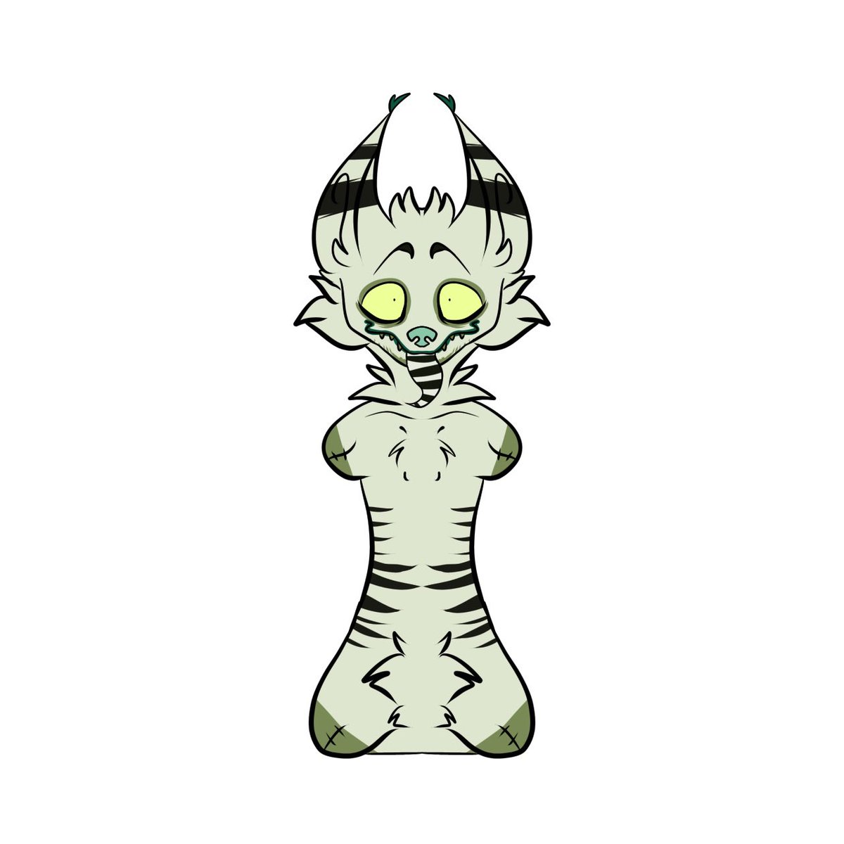 JuicedWyrms's tweet photo. First post!! 
Welcome to hell, I’m your conductor on this sandworm coaster, keep all of your limbs inside the ride and buckle up, cause its showtime.

Below you are references of this account’s main character, Wyrm. He is a zombified Thylacine/Maned wolf hybrid. Rules below! https://t.co/oVTsQYTHOs