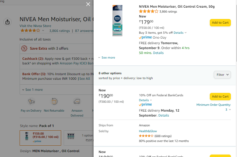 surajskb17's tweet photo. @amazonIN @amazon Two different pricing for the same product before and after selecting it for purchase? https://t.co/tA03ifc1Rz