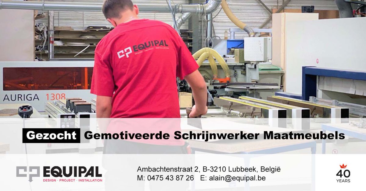 Equipal2's tweet photo. 🛠 Start jij binnenkort als schrijnwerker productie / plaatsing bij @Equipal2 te Lubbeek? Meer info 👉 https://t.co/5Vnimqkbo9 Interesse? 👉 Solliciteer nu. Bel via 0475/438726 naar Alain Quisquater of mail naar alain@equipal.be. #wellness #kapsalon https://t.co/H9yeCCeXem