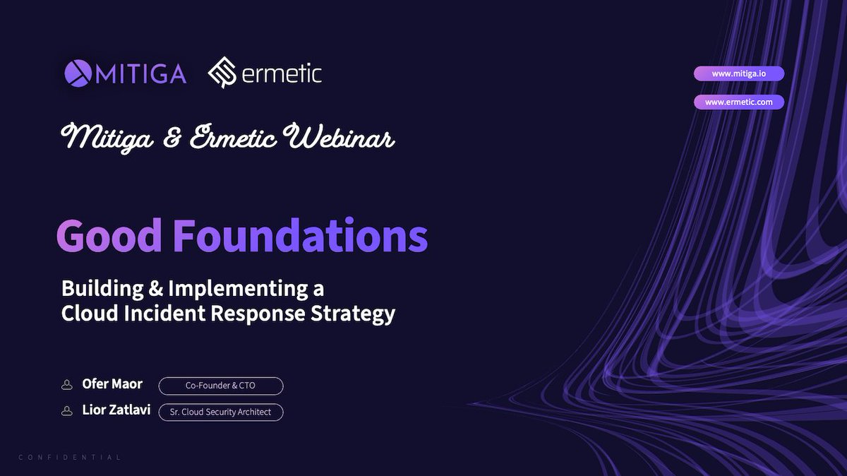 Coming up September 21, join @OferMaor + Lior Zatlavi @ErmeticSec for a lively discussion about building and implementing a #cloudincidentresponse strategy on good foundations. Register: brighttalk.com/webcast/19587/… #cloud #strategy #foundations #cloudsecurity #cloudincidentreadiness