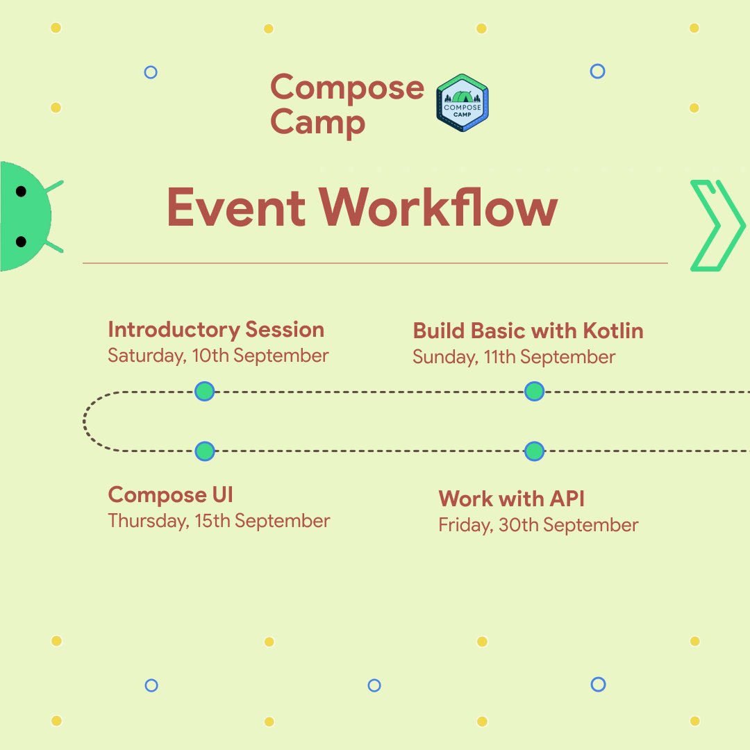 dsc_ait's tweet photo. Don't miss the opportunity!
Let’s learn Android development, join the #ComposeCamp on (10.09.2022) and learn the fundamentals of how to build modern Android apps with Jetpack Compose in this journey. https://t.co/f6IOxmjyzp