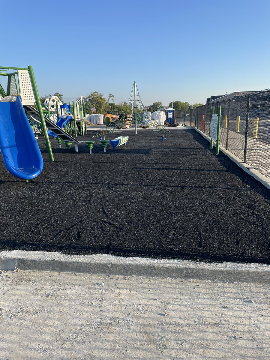 The poured in place rubber play surface for our Apollo playground has been started!