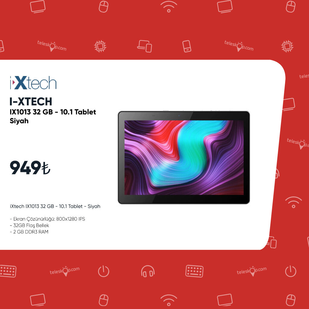 teleskopcom's tweet image. iXtech IX1013 32 GB - 10.1 &apos;&apos; Tablet

Ekran Çözünürlüğü: 800x1280 IPS
32GB Flaş Bellek
2 GB DDR3 RAM
#ixtech #tablet #teleskopcom