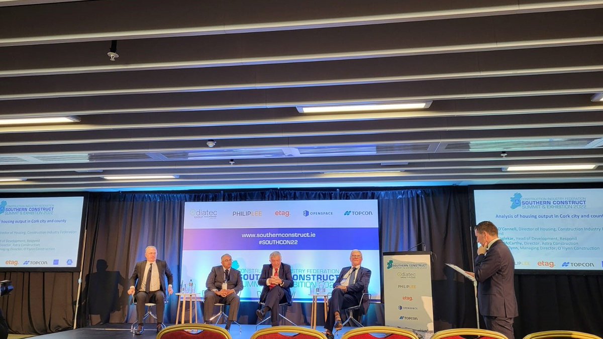 CorkChamber's tweet photo. Great panel discussion at @CIF_Ireland Southern Construct, on how to drive solutions to deliver needed housing faster. #SouthCon22 https://t.co/kk0h4fQ5qq