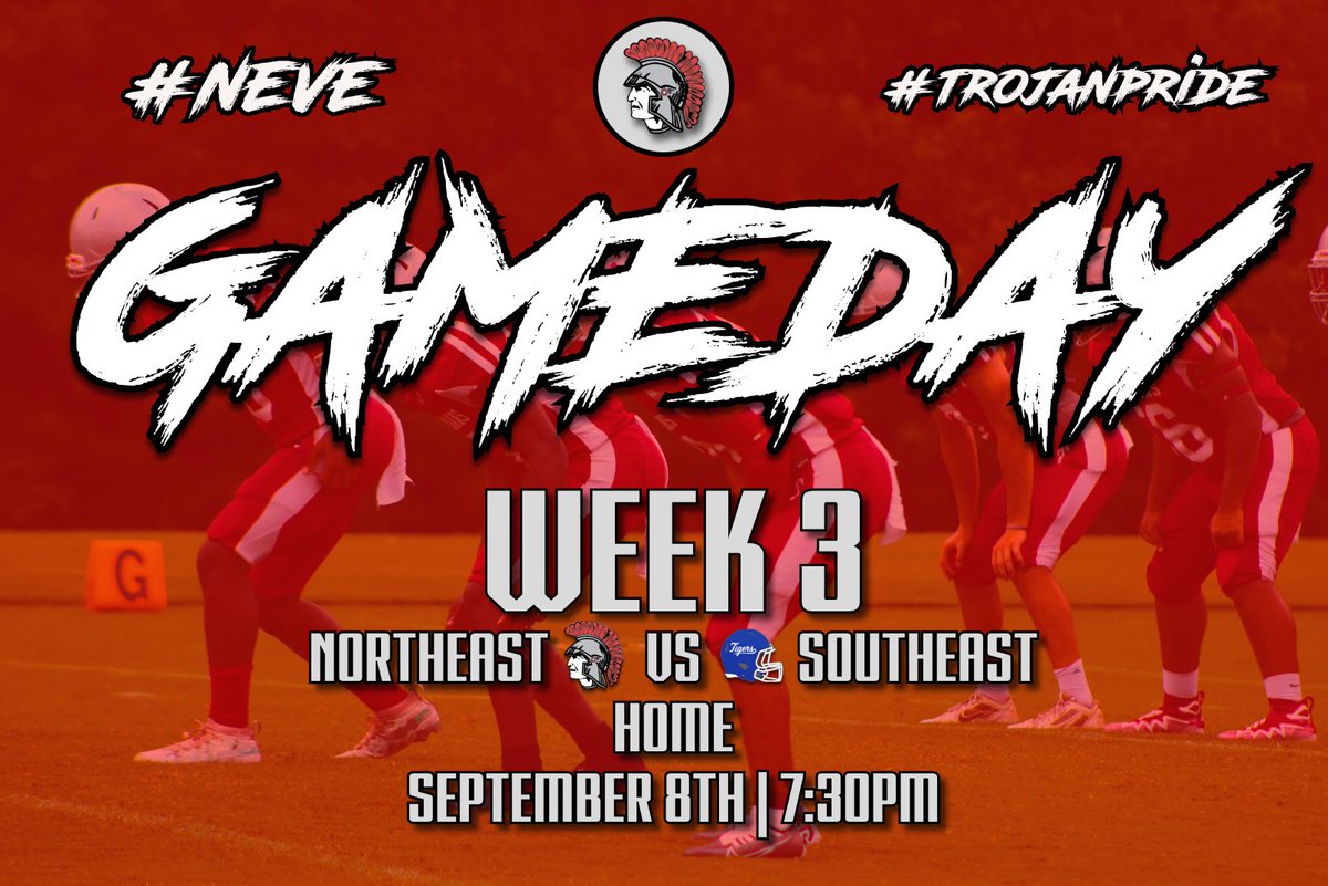THURSDAY NIGHT FOOTBALL! Show up &amp; be loud! 

🆚: Southeast Lauderdale
🗓: Thursday, September 8th
📍: HOME
⏰: 7:30pm

#TrojanPride #NEvE 🔴⚪️