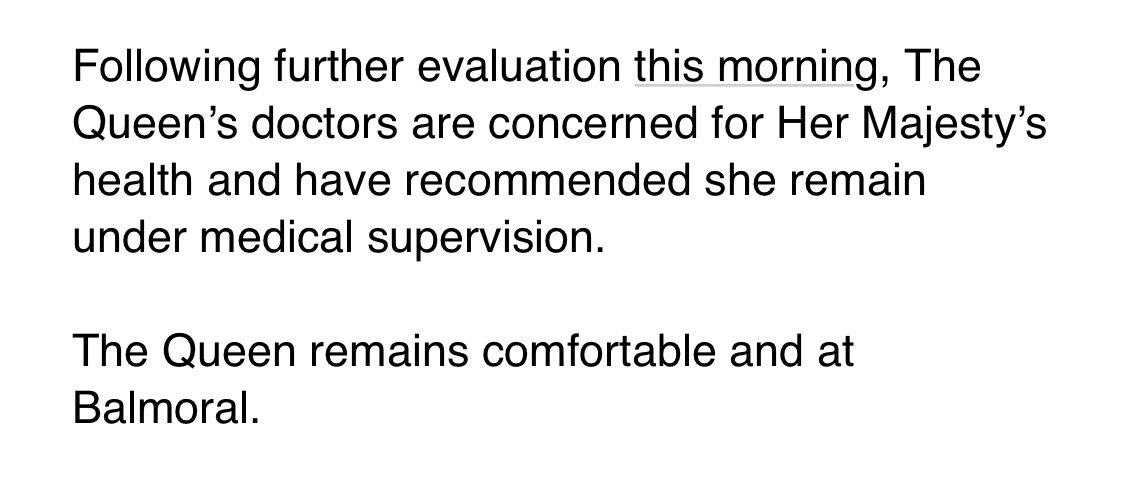 An unprecedentd statement from Buckingham Palace this morning,  and therefore slightly concerning about The  Queen’s health.