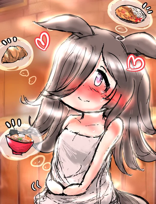 サウナの後に食べるご飯がとっても美味しい事を知ったライス。ご飯がとっても楽しみなライス。#ウマ娘#ライスシャワー 
