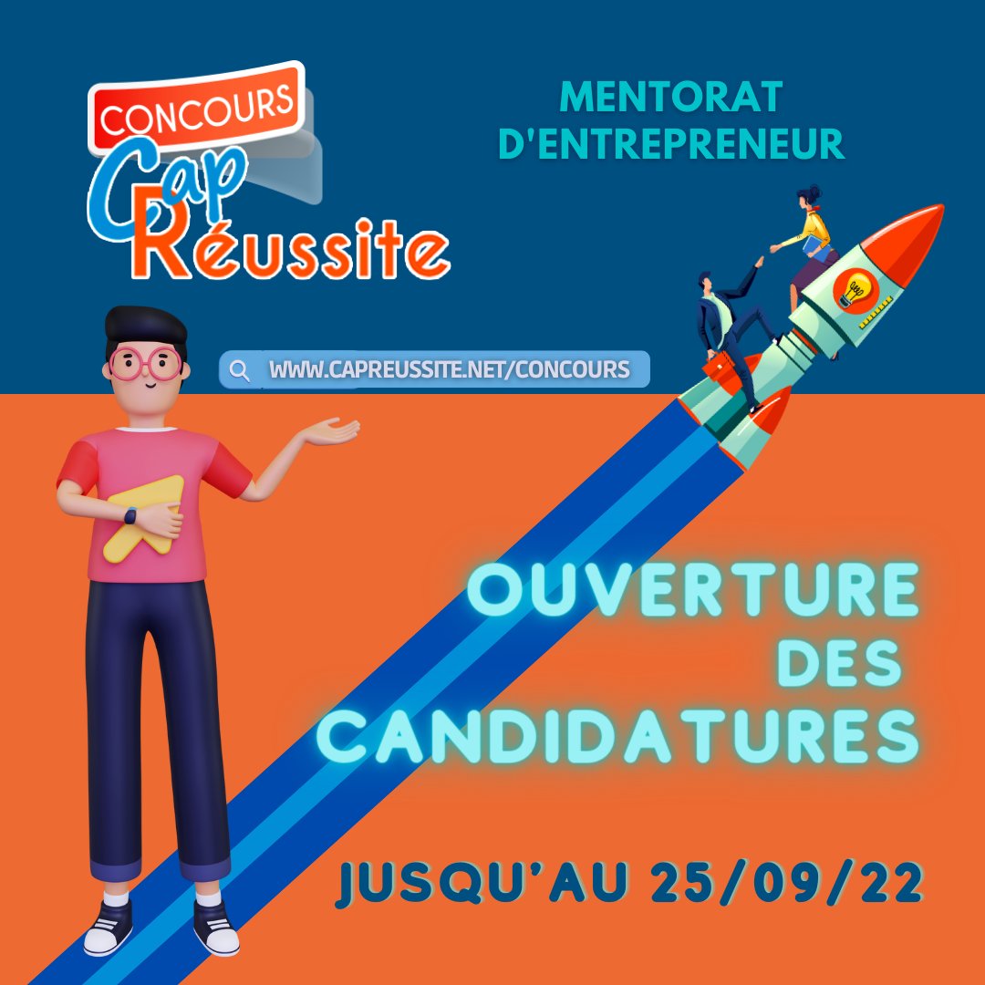 ReussiteCap's tweet photo. Le concours de mentorat d'#entrepreneur revient le 20 octobre à #Nantes / Orvault
Les candidatures sont ouvertes aux candidats-#entrepreneurs qui veulent être accompagnés par un chef d'entreprise en activité et expérimenté  #mentorat 
Postulez par ici ->
https://t.co/dWSMdybb6B https://t.co/l3CtiagxDl
